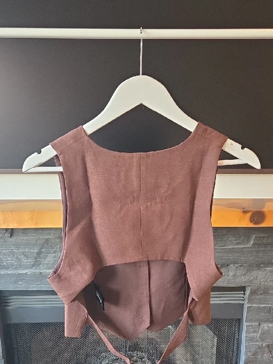 Brown Button Vest - Picture 5 of 6
